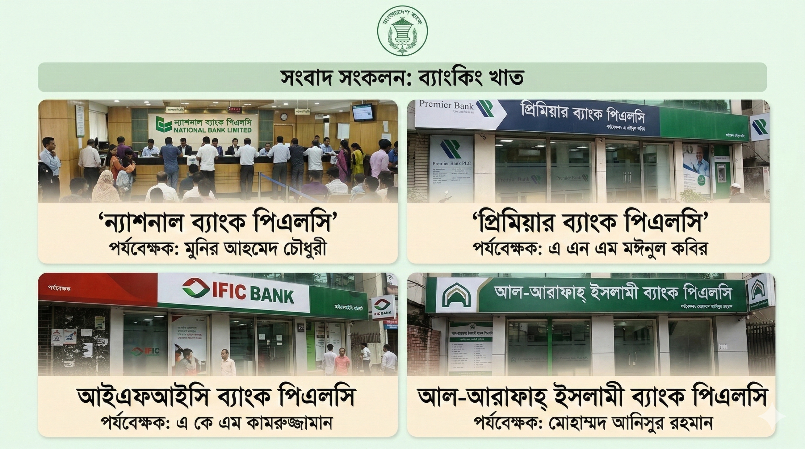 বাংলাদেশ ব্যাংক কর্তৃক চার ব্যাংকে পর্যবেক্ষক নিয়োগ